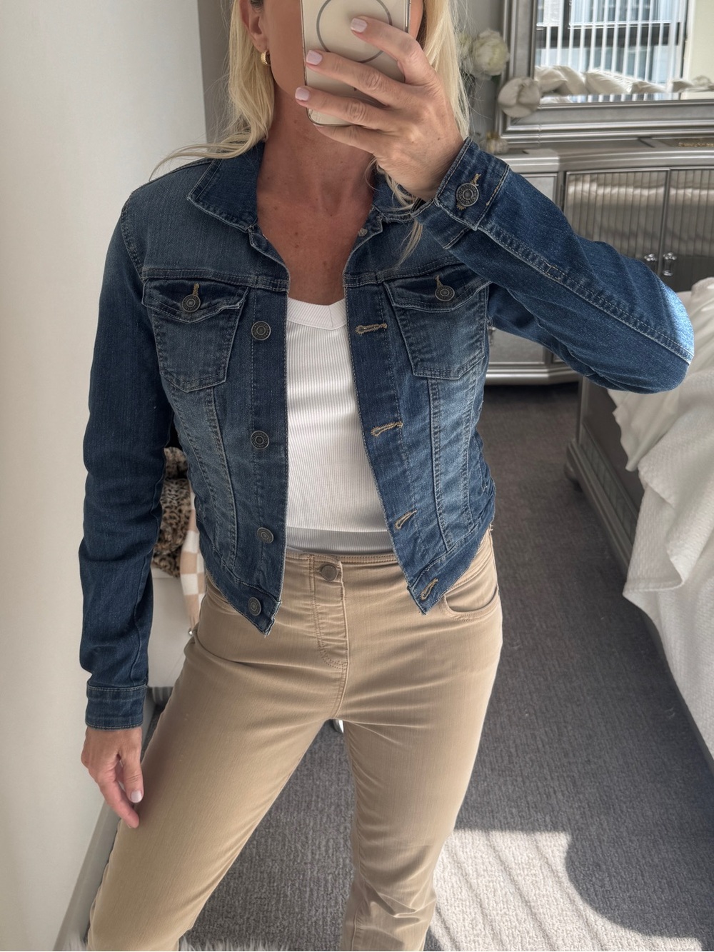 New Look Denim Jacket Blue Size Small Cropped